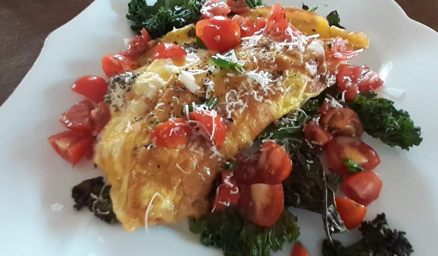 Ricotta Omelet with Kale and Cherry Vinaigrette from The Artists Inn and Gallery